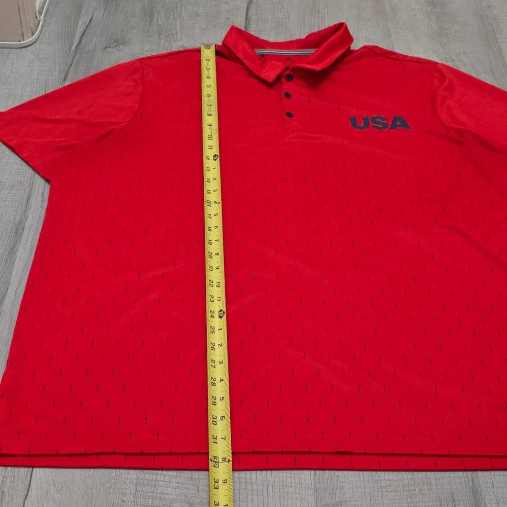 Lot of 2 Adidas Mens Performance Golf Polo Shirt‎ Size 2XL Red Shiny Dazzle Soft